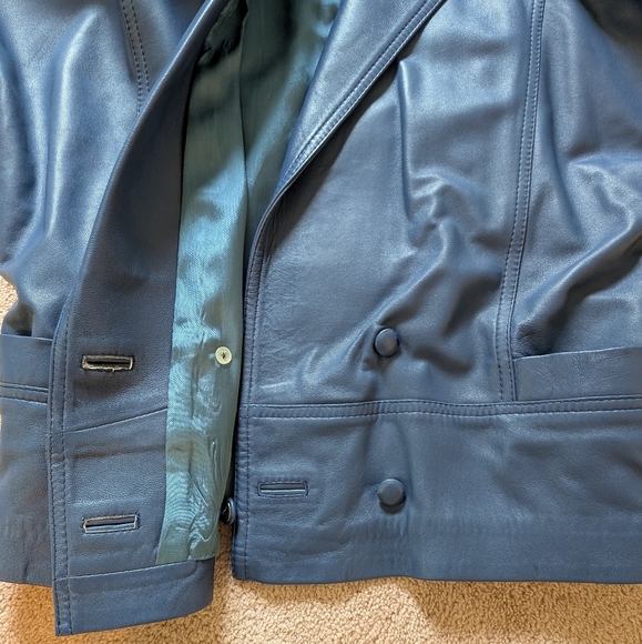 Vintage 1980s Penny Genuine Leather Skirt Suit | Colonial Blue | EUC - Picture 12 of 13